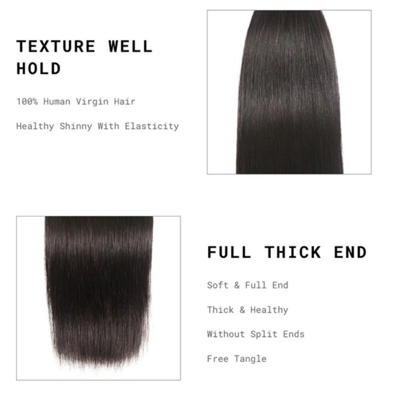 16 Inch Brazilian 100% Human Virgin Hair Unprocessed Natural Straight black - Picture 9 of 10